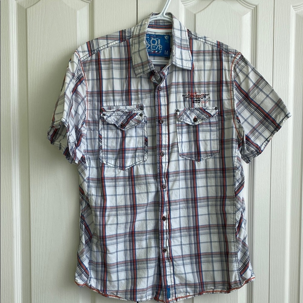 Noize White and Blue Casual Button Down Shirt